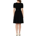 thumbnail image 3 of INSPIRE CHIC Women's Elegant Wear-to-Work Dress Belted Boat Neck Short Sleeve Midi Dresses XS Black, 3 of 5