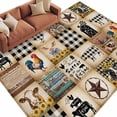 thumbnail image 2 of 5'x8' Area Rugs, Animals Farmhouse Indoor Outdoor Area Rug for Living Room Bedroom, Vintage Farm Country Star Brown Plaid Washable Bathroom Rugs Kitchen Floor Carpet Mats Home Decor Aesthetic, 2 of 8
