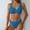 Blue, variant on Mid Rise Bikini Sets for Women Trendy Two Piece Bathing Suits V Neck Ruched Padded Swimsuit Solid Color Swimwear Army Green XL