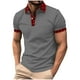 thumbnail image 1 of Mens Manga Corta Botón Abajo Camisas con Bolsillo de Impresión Solapa Cuello Gira Blusa de Suéter, 1 of 5