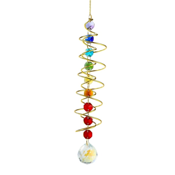 Spiral Garden Ornament - Rainbow Pendant - Rotating Wind Chime - Light Catcher - for Yard, Balcony - Durable