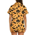 thumbnail image 4 of IYYVV Halloween Pajamas Women 2 Piece Casual Pumpkin Print Shirts And Shorts Silk Pajama Sets Sleepwear Lounge Sets Yellow XL, 4 of 4