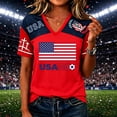 thumbnail image 2 of 2026 Soccer Shirt for Women Usa Soccer Jersey Jersey Color Block V Neck Short Sleeve Raglan Shirts Loose Summer Tees, Red L, 2 of 4