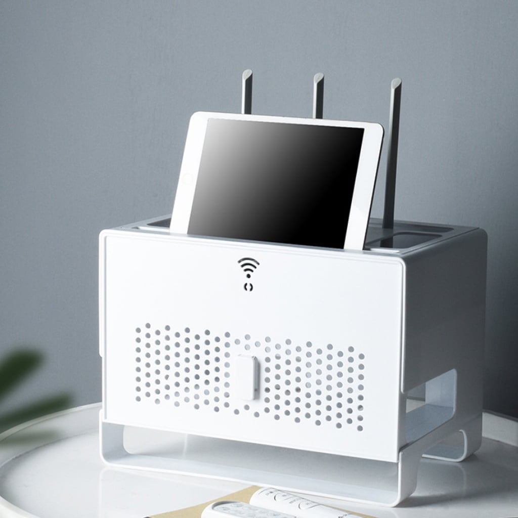 WiFi Router Storage Box Desktop Three-Layer Large-Capacity Storage Box Multimedia Storage Box WiFi Set-top Box Rack Multifunctional Use (Color : White : PPGE Home Wireless Router Box, Wall Mount Hidden Box