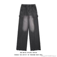 thumbnail image 5 of Pantalones vaqueros con cremallera lateral para hombre, ropa de calle a la moda, pantalones vaqueros rectos holgados, pantalones Vintage que combinan con todo, otoño 2024, 5 of 5