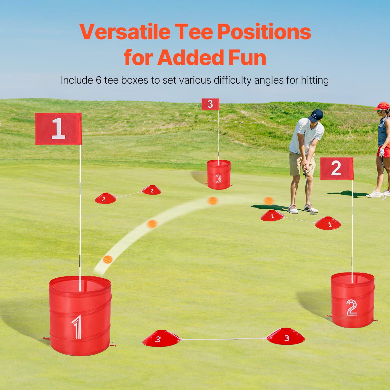 VEVOR Backyard Golf Game, 6 Hole Golf Course, Bucket Golf Game Practice Games, Golf Chipping Game for Family, Adults and Kids, Portable Outdoor Yard Golf Game for Lawn, Yard, Camping, Park, Beach