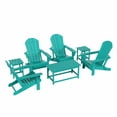 thumbnail image 6 of WestinTrends Malibu 7-Pieces Outdoor Patio Furniture Set, All Weather Outdoor Seating Plastic Adirondack Chair Set of 4, Coffee Table and 2 Side Table, Turquoise, 6 of 13