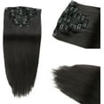 thumbnail image 3 of Aorsher Clip in Hair Extensions Real Human Hair Black Straight Brazilian Remy Human Hair Extensions 7pcs Clip on Hair Extensions Double Weft 20Inch 70g, 3 of 10