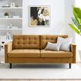 thumbnail image 2 of Tufted Sofa, Velvet, Brown, Modern Contemporary Urban Design, Living Lounge Room Hotel Lobby Hospitality, 2 of 9