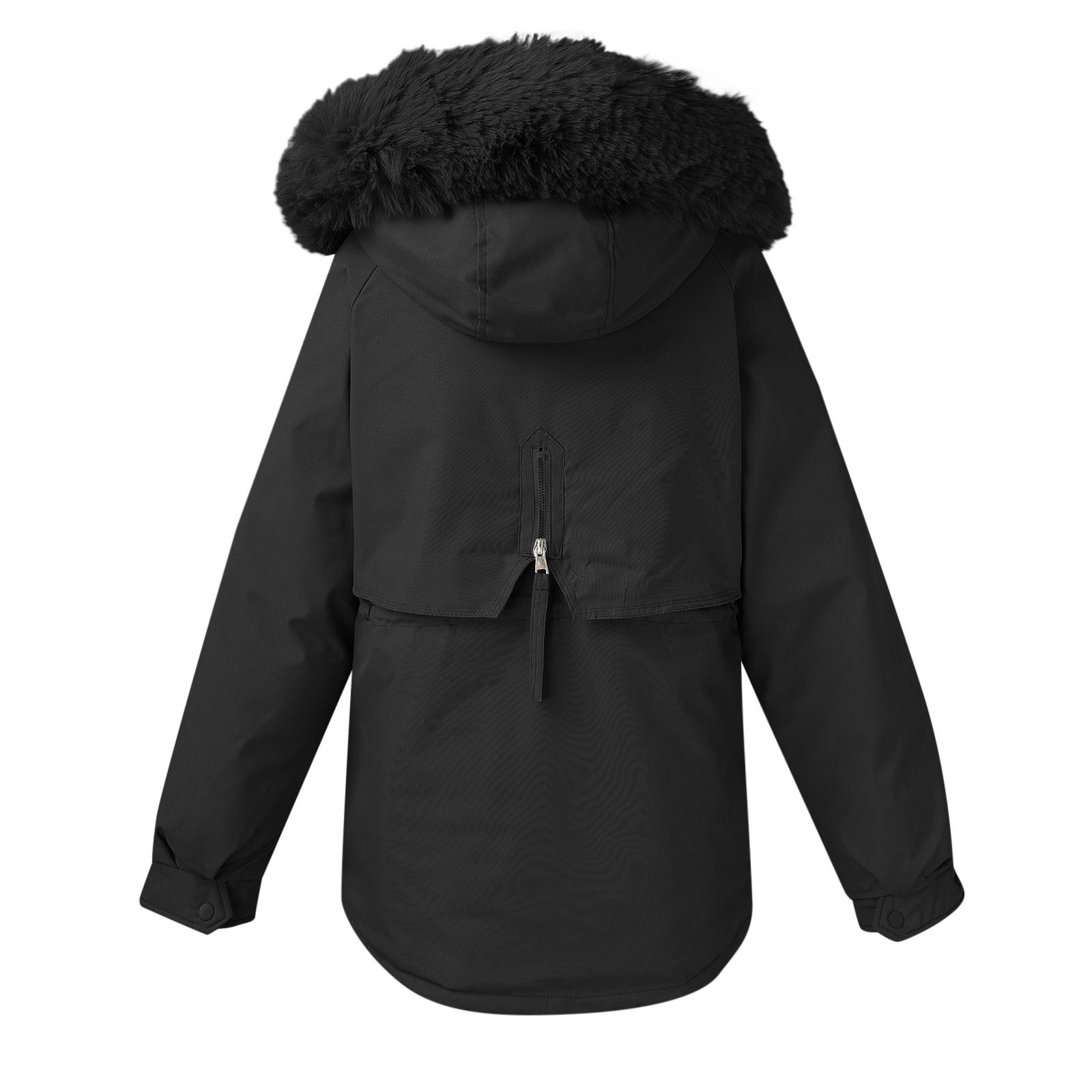 Short Work Jackets for Women Jackets for Woman Women Winter Coat Lapel Collar Long Sleeve Jacket Vintage Thicken Coat Jacket Warm Hooded Thick Padded Outerwear Big Impossibly Light Jacket - image 4 of 4