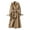 Brown XL, variant on Fall Winter Women Jacket Double-breasted Buttons Solid Color Turn-down Collar with Belt Mid Length Windproof Outdoor Overcoat