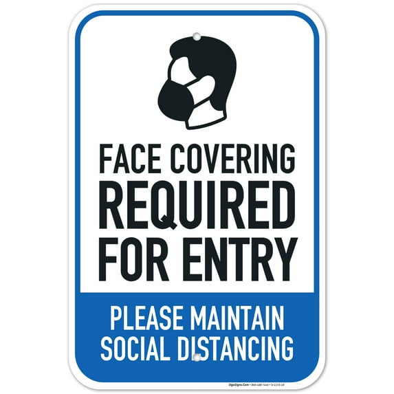 Face Mask Required Sign, Social Distancing Sign,