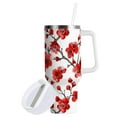 thumbnail image 2 of JSTEL Red Cherry Blossom Flower 40 oz Tumbler Stainless Steel Water Bottle Vacuum Insulated Cup with Straw Lid & Handle For Travel Car Cup Holder, 2 of 8