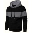 thumbnail image 4 of qafoshin Mens Color Block Hoodies Fashion Long Sleeve Hooded Sweatshirts Fall Winter Casual Loose Pullover Tops with Pocket, 4 of 6