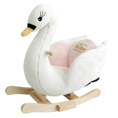 Gerardo s Toys: Little Rockers – Swan – Wooden Plush Ride-On Rocking Animal Toy Plays Music Removable Soft Fabric Cover Toddler & Kids Ages 24mo+