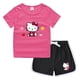 thumbnail image 3 of Nuevo traje de Hello Kitty, camiseta bonita de dibujos animados + Pantalones calientes informales, camisa de fondo de dos piezas absorbente de sudor de algodón caramelo para niños, 3 of 5
