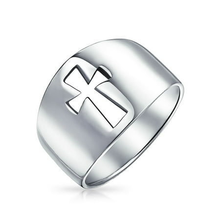 Cut Out Cross - 925 Silver Cut Out Catholic Cross Religious Ring