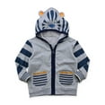 thumbnail image 2 of GiLiling Kids Down Jacket Hooded Sweatshirt Zip Up Coat, Cute Cartoon Spring Autumn Warm Outerwear for Toddler Boys Girls Casual (Grey, 2-3 Years), 2 of 9