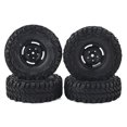 thumbnail image 1 of Juego de 4 llantas de plástico de 115 mm y 1,9 pulgadas con neumáticos delanteros y traseros de goma para coche RC Crawler 1/10, 1 of 14
