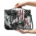 thumbnail image 2 of ZUXONGSY American Flag Wolf Print Leather Bible Case Stylish Bible Carrying Case for Women Men Scripture Bag with Detachable Wristlet Strap Classic Bible Accessories for Christian, XL, 2 of 7