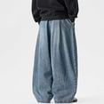 thumbnail image 4 of Blmnix Cargo Mens Pants Low Waisted Relaxed Fit Jeans Barrel Jeans Baggy Jeans Wide-Leg Long Blue Summer Pants for Men,XXXXL, 4 of 9