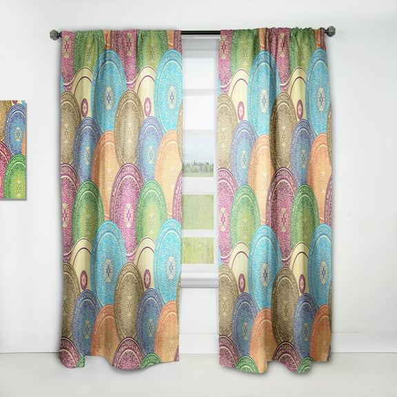 Designart 'Retro Circular Design III' Mid-Century Modern Curtain Panel