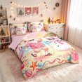 thumbnail image 2 of Erosebridal Santa Summer Twin Bedding, Beach Snowman Bedding Comforter Set, Pink Yellow, Pink Reversible, 7 Pieces, 2 of 6