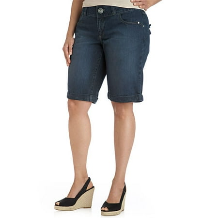 Metro7 - Women's Plus Cuffed Denim Shorts