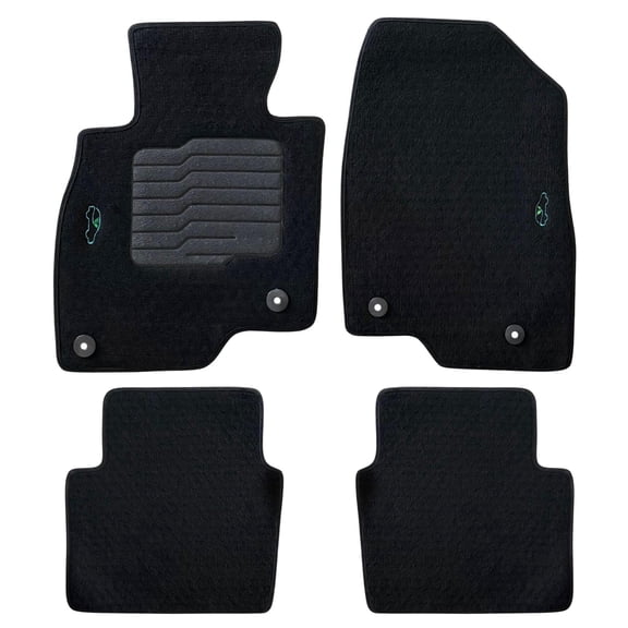 Carpet Floor Mats for 2014 to 2021 Mazda 6 with Driver Heel Pad and Safety Locks, Front and Rear, Black
