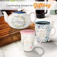 thumbnail image 5 of Christian Art Gifts Coffee and Tea Mug with Ceramic Spoon Set for Women: By Grace You Have Been Saved - Ephesians 2:8 Encouraging Bible Verse for Hot & Cold Beverages, Navy Blue/White Floral, 12 oz., 5 of 6