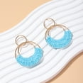 thumbnail image 4 of Hobeauty Women Bohemian Raffia Straw Earrings Hand Woven Dangle Earrings with Geometric Design Lightweight Alloy Perfect Gift, 4 of 7
