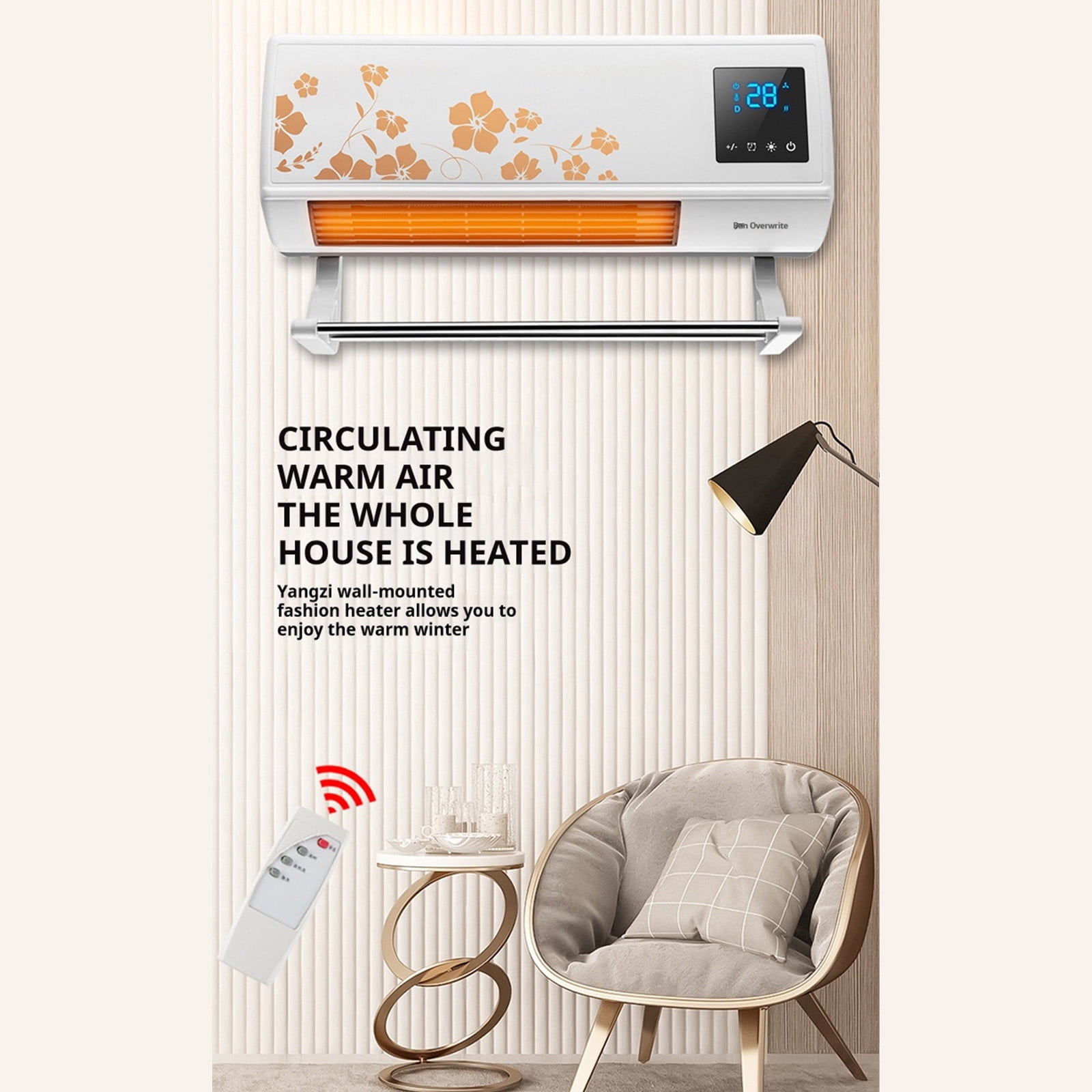 Wdhugt White Heater And Fan Combo Portable Mini Split 2 In 1 Ac And Heater Product Power 1500W Highly Efficient Wide Angles Mobile Small Air Conditioner Rated Voltage 220-50Hz