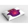 thumbnail image 2 of Hamsa Pillow Sham Vivid Floral Swirls Symbol of Aura Energy Flow Harmony Health Doodle, Decorative Standard Size Printed Pillowcase, 26 X 20 Inches, Violet Pale Pink Peach, by Ambesonne, 2 of 2