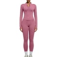 thumbnail image 4 of YWMJI Womens 2 Piece Workout Yoga Outfits Lightweight Slim Fit Zip Up Yoga Cropped Jacket High Waisted Yoga Flare Leggings No Front Seam Workout Pants Bodycon Gym Athletic Tracksuit Pink Xl, 4 of 9