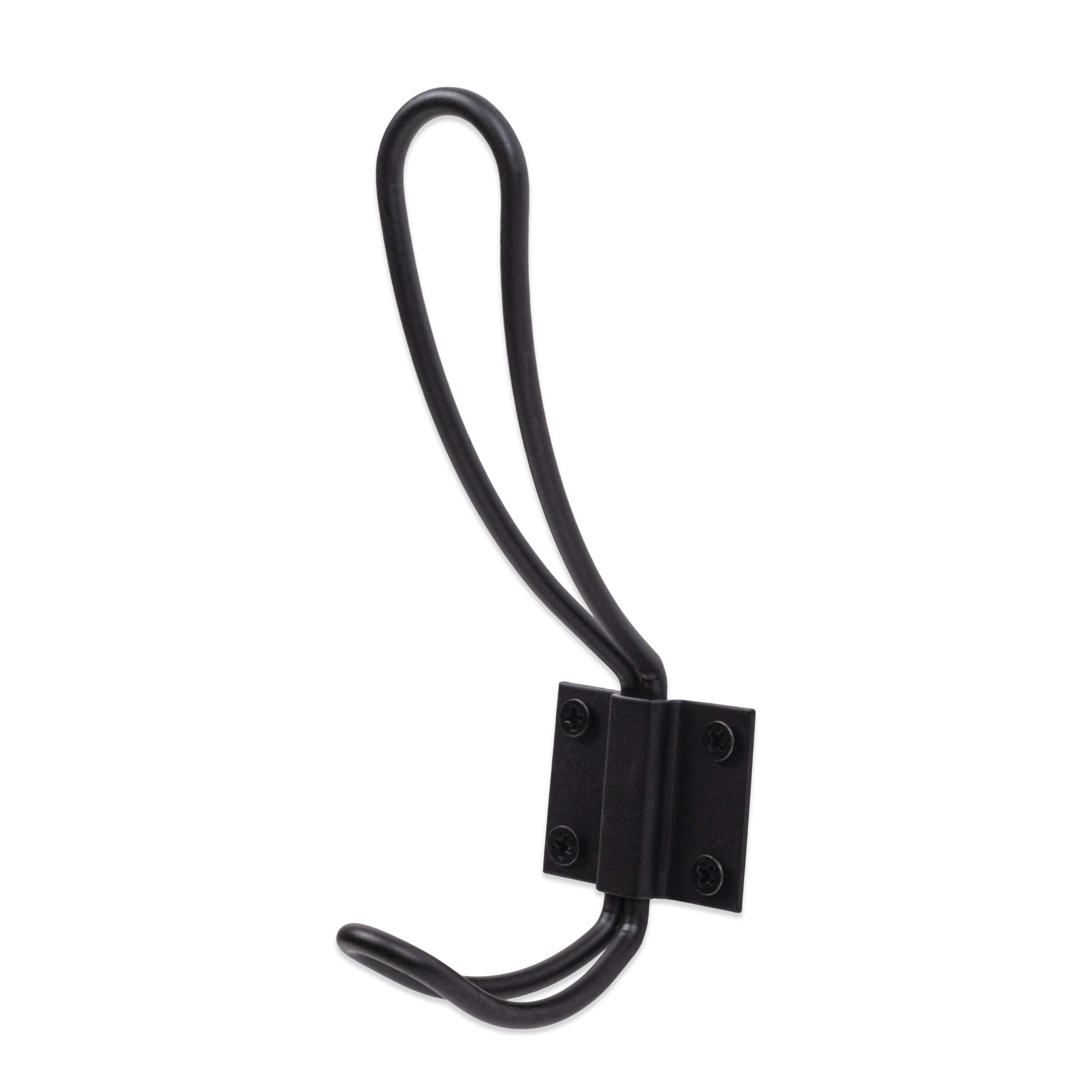 (2 pack) Mainstays Rustic Wall Mounted Coat and Hat Metal Wire Double Hook, Matte Black