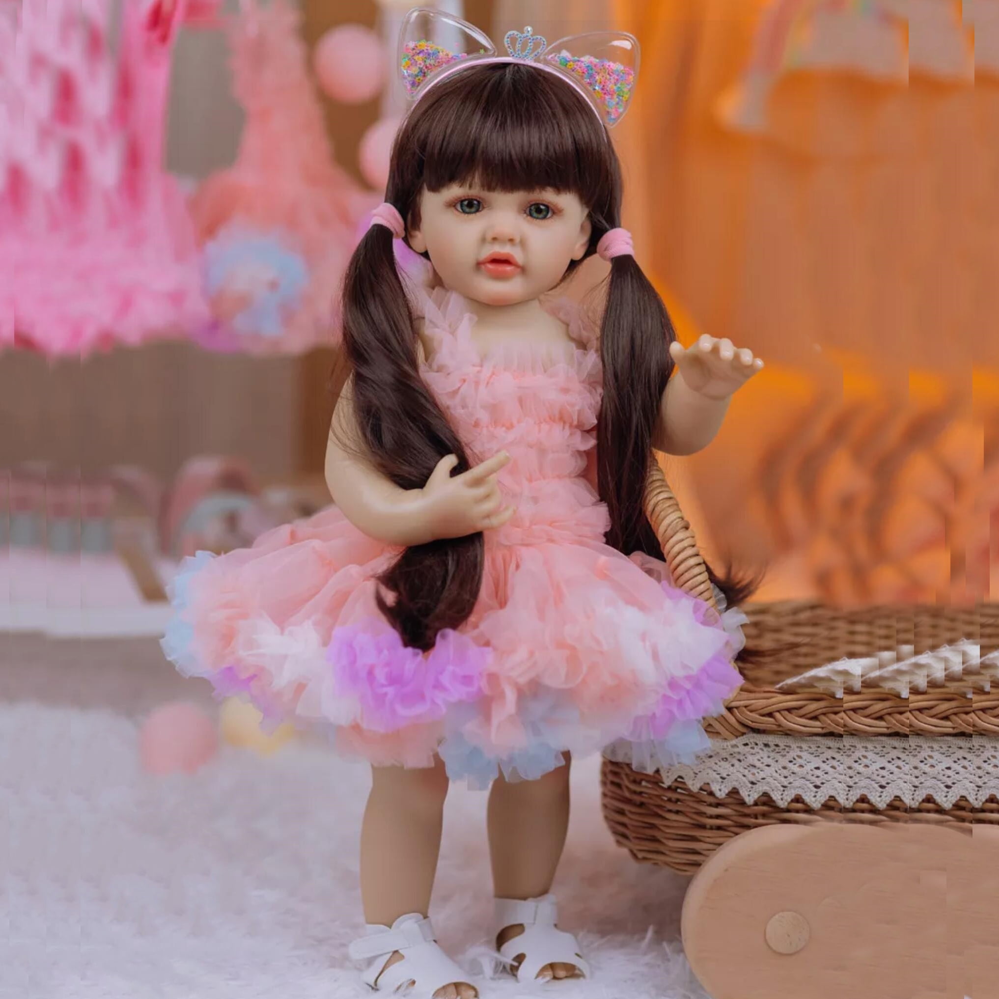 BZDOLL Lifelike 55cm 22inch Reborn Baby Girl Doll Full Body Soft Vinyl Princess Toddler Bebe Newborn Art Toy for 3+ Kids Birthday Gifts