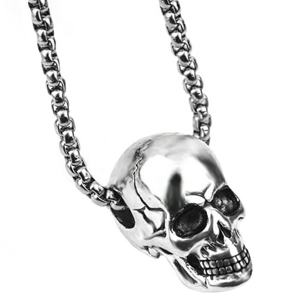 Collar de calavera creativo de 2 uds, cadena de collar de acero de titanio a la moda para hombre
