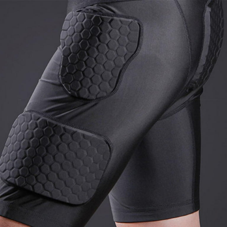 Men Padded Compression Shirt Vest Shorts Rib Quick Dry Protector Basketball  Training