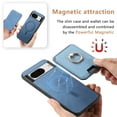 thumbnail image 4 of Classic Back Case for Google Pixel 7, with Removable Magnetic Card Slots Support Car Magnetic Mount with Finger Ring Stand Business Thin Fit Phone Case Cover for Google Pixel 7, Blue, 4 of 7