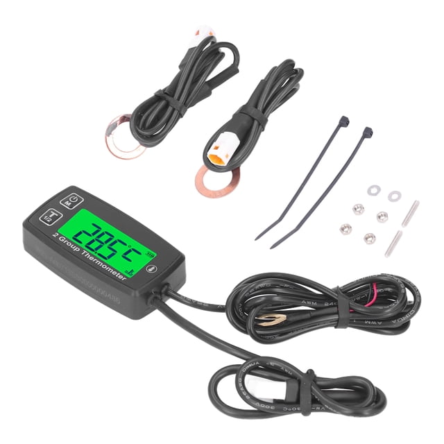 Termómetro digital BuyWeek LCD de dos canales Medidor de temperatura del motor