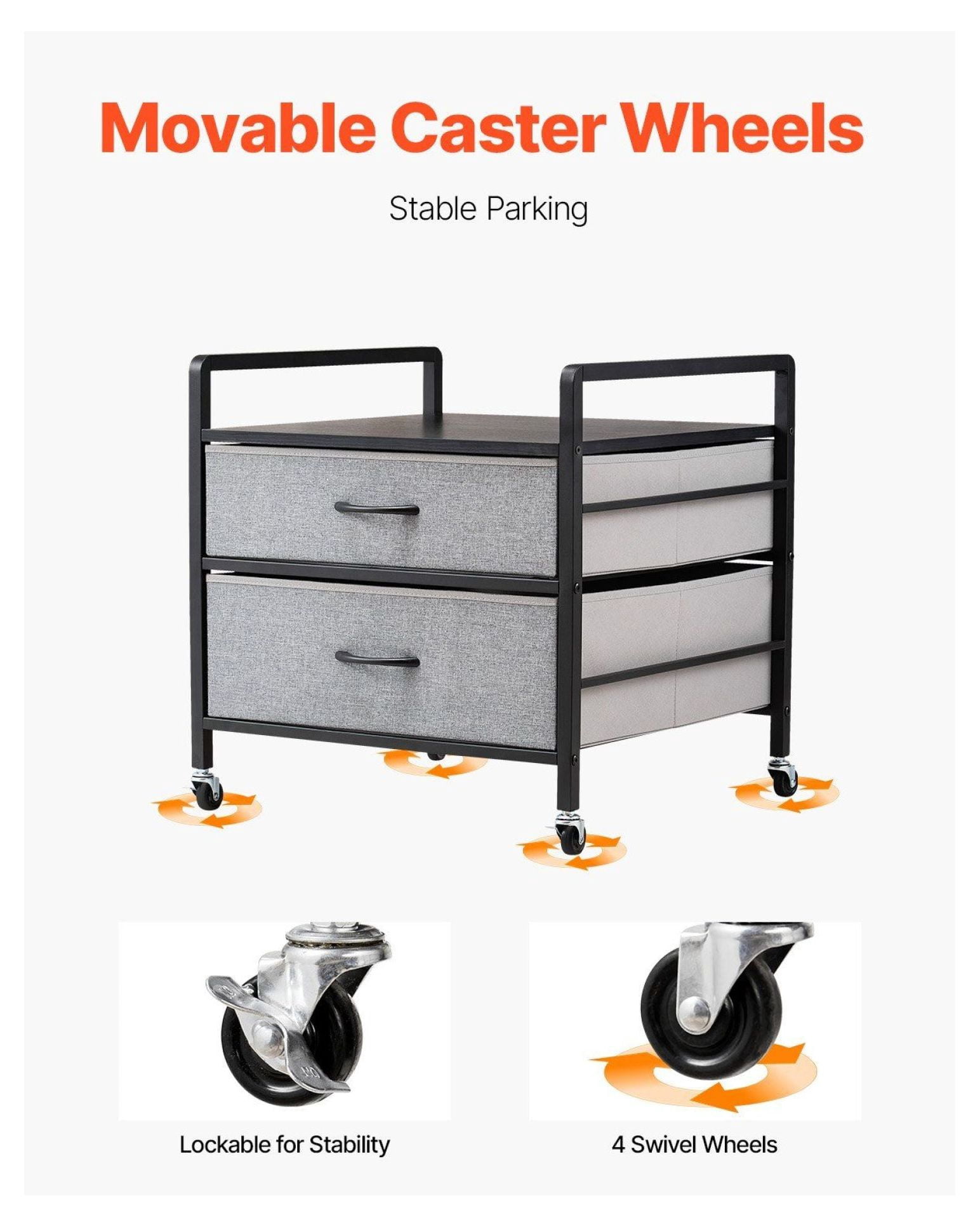 Mini Fridge Stand with Storage, 176 lbs Capacity, Gray Woodgrain - 2 Drawers, Mobile Refrigerator Table, Durable Small Appliance Stand