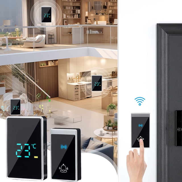 PEONAVET Smart Surveillance Smart Surveillance Wireless Doorbell Door Chime Kit Easy Installation Adjstable Volume 38 Melodies LED