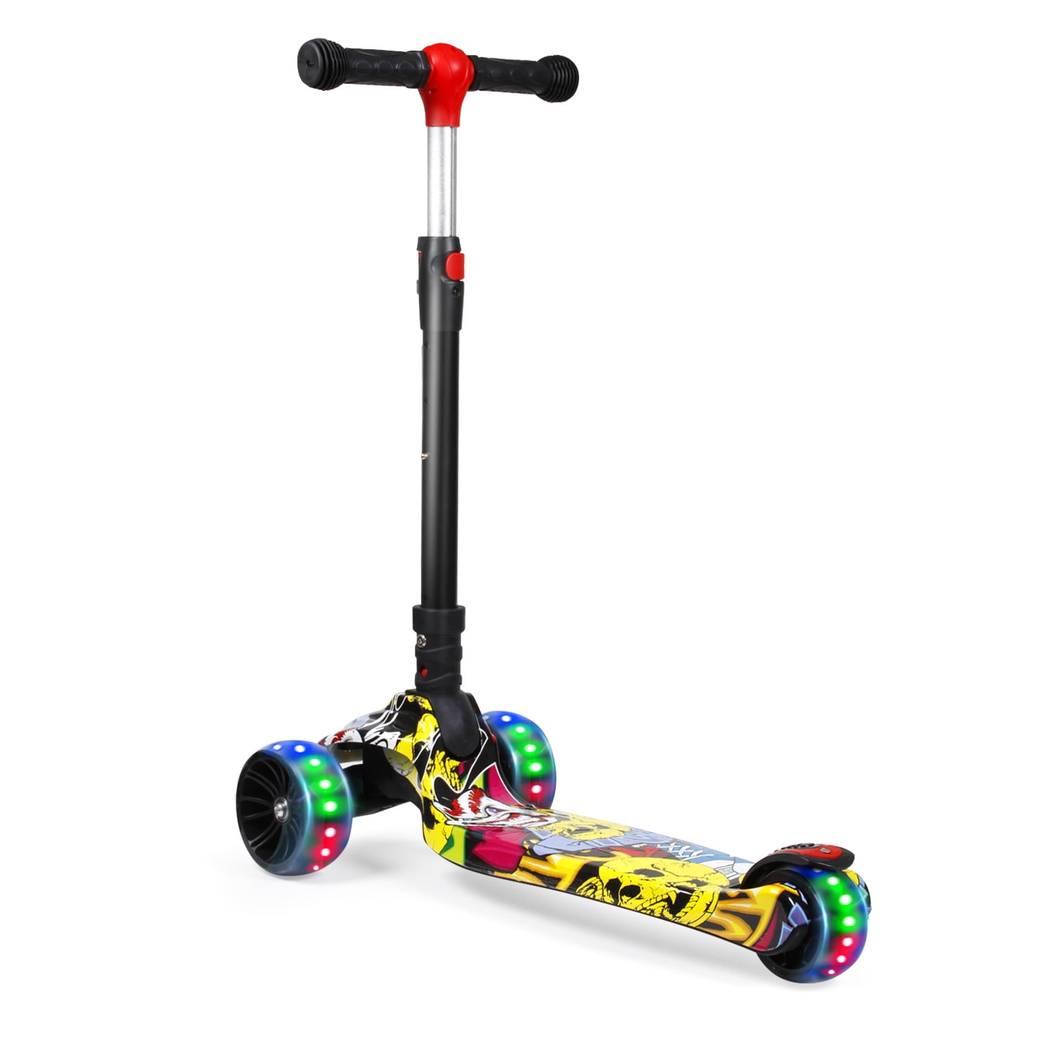 LED Scooter for Kids Deluxe 3 Wheel Glider with Kick n Go Lean 2 Turn Graffiti~ 