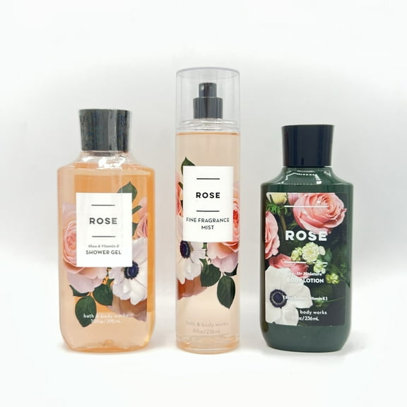 Bath & Body Works Rose 10oz Shower Gel, 8oz Fine Fragrance Mist and 8oz Body Lotion 3-Piece Bundle