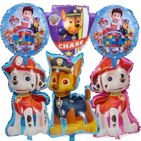 6 PCS Birthday Party Balloons Chase Dog Balloons Paw Balloons Puppy Balloons Marshall Dog Balloons