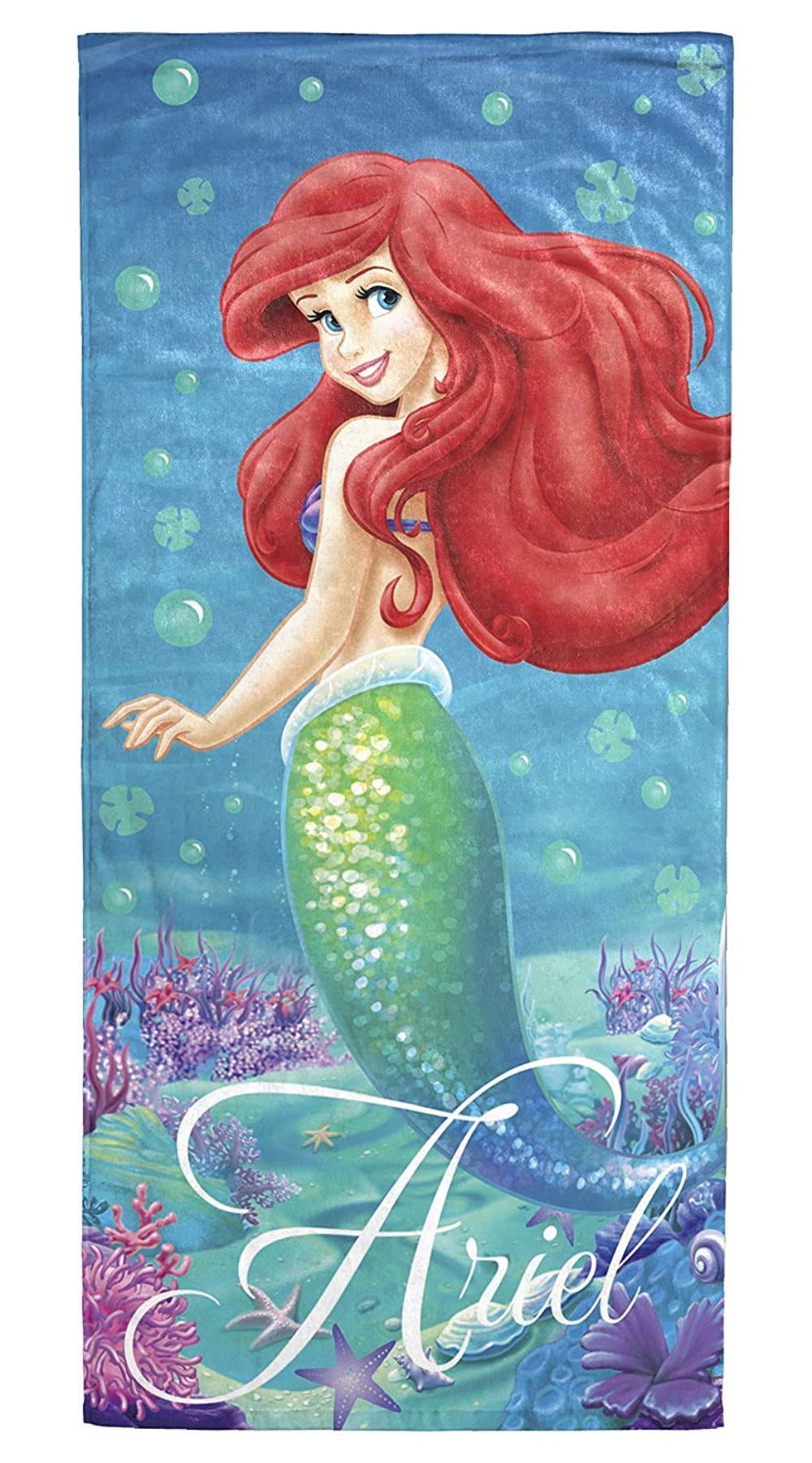 Disney Little Mermaid Ariel Splash 100 Cotton 28" X 58" Plush Beach