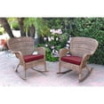 thumbnail image 5 of Jeco Set of 2 Windsor Honey Resin Wicker Rocker Chair with Steel Blue Cushions, 5 of 5