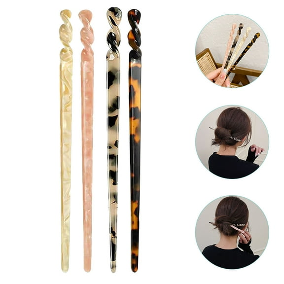 Supvox 4Pcs Thick Hair Barrettes Acetate Long Hair Pins Dark Tortoise Shell Sports