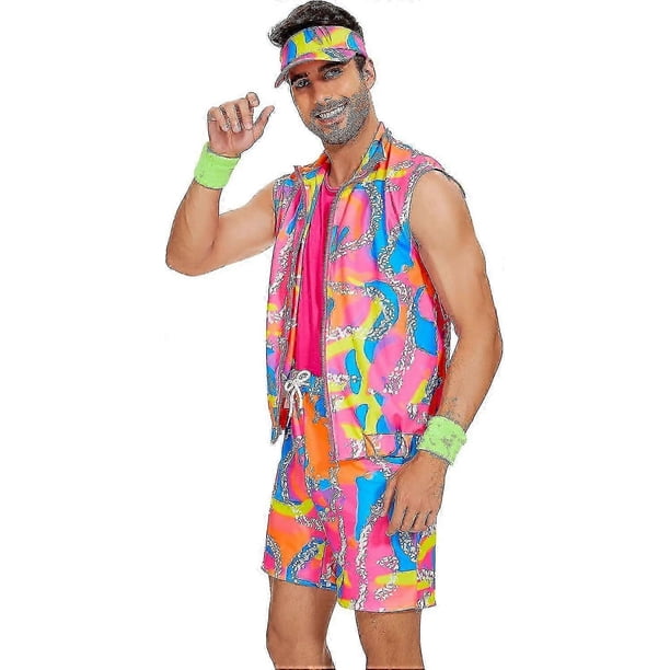 Ken Costume Halloween Cosplay Couples Outfits Swimwear Suit 80s 90s Workout Costume Party Clothing For Adult Mens 26s