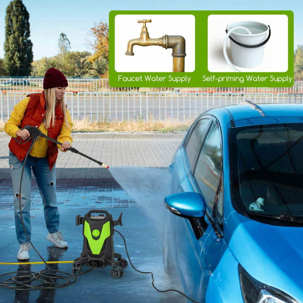Spaco 2400 PSI 1.7 GPM Electric Pressure Washer, Pressure Washer with 4 Universal Wheels, Green